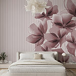 Wall murals Rose-hued blooms on striped background