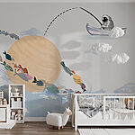 Wall murals Cartoon of a planet with fish in it