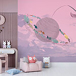 Wall murals Dog fishing in a boat