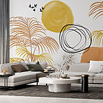 Wall murals Painting of a sun and palm trees