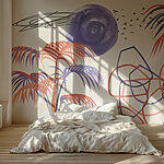 Wall murals Group of plants and birds