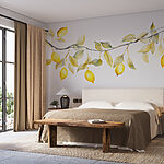 Wall murals Branch with yellow leaves and lemons