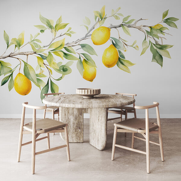 Wall mural Branch of lemon tree with yellow fruits