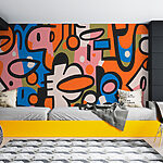 Wall murals Colorful pattern with black and white lines