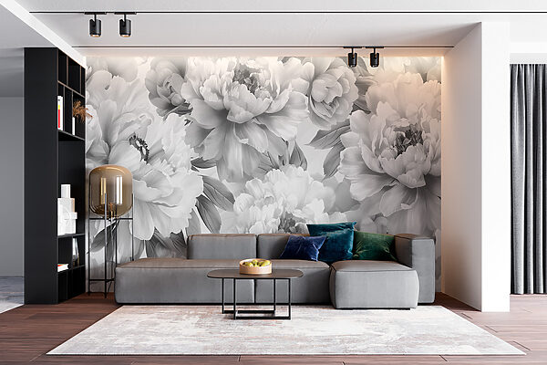 Monochrome Bloom Elegance Wall murals Monochrome Bloom Elegance