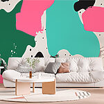 Wall murals Colorful pattern with black and pink spots