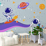 Wall murals Cartoon of astronauts in space