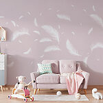 Wall murals White feathers floating in the air