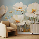 Wall murals Painting of white flowers