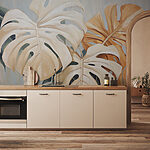 Wall murals Monstera leaves in graceful brush strokes