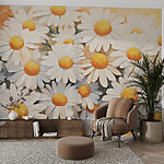 Wall murals Group of white and yellow flowers