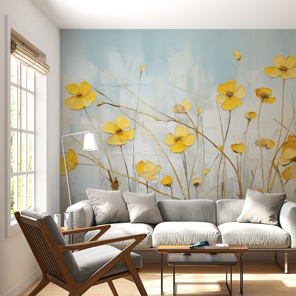 Painting of yellow flowers Wall murals Painting of yellow flowers