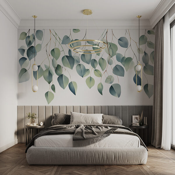 Eucalyptus leaves in serene cascade Wall murals Eucalyptus leaves in serene cascade