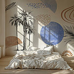 Wall murals Palm trees and blue circles