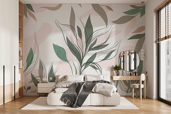 Wall murals Graceful botanical pattern in neutrals
