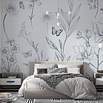 Wall murals Drawing of flowers and butterflies