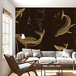Wall murals Group of whales and bubbles