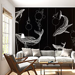 Wall murals Group of whales and bubbles