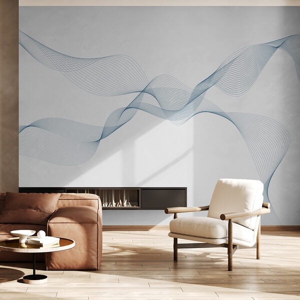 Wall mural Blue lines on a white background