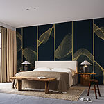 Wall murals Yellow lines on a blue background