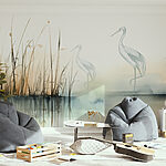 Wall murals Drawing of birds standing on the water