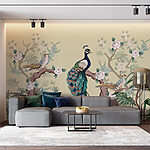 Wall murals Wallpaper with birds on branches