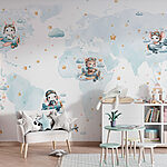 Wall murals Map of the world with cartoon animals