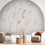 Wall murals Birds flying over tall grass