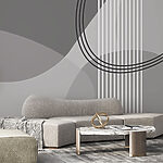 Wall murals Grey and white background with circles and lines