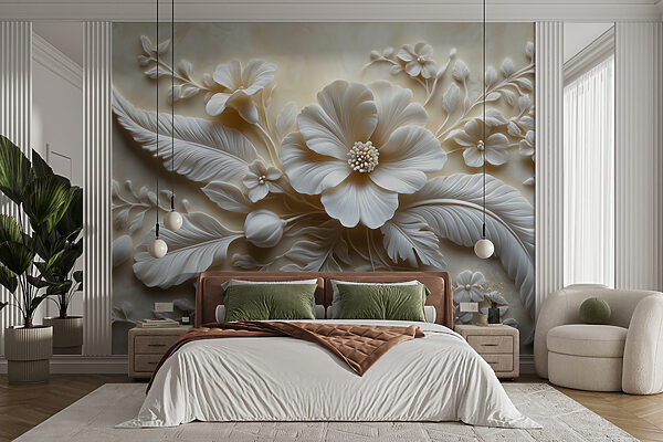White flower and leaves Wall murals White flower and leaves