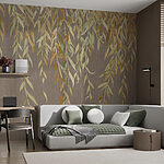Wall murals Leaves cascade over muted background