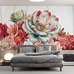 Wall murals Watercolor blooms on textured canvas