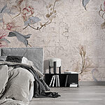 Wall murals Elegant blooms grace textured canvas