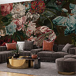 Wall murals Painting of flowers on a dark background