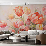 Wall murals Painting of flowers on a white background