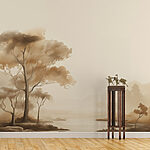 Wall murals River with trees and grass