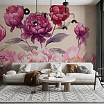Wall murals Group of pink and purple flowers