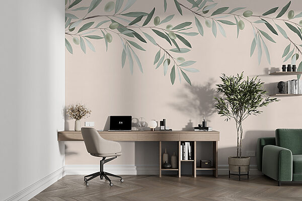 Wall mural Branch with leaves and olives
