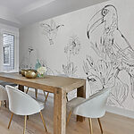 Wall murals Drawing of birds and flowers