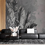 Wall murals Silvery feathers in monochrome texture.