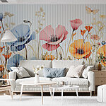 Wall murals Painting of flowers and grass