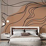 Wall murals Brown and black line art