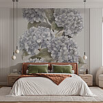 Wall murals Elegant hydrangeas in soft monochrome