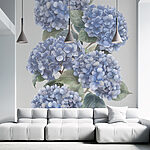 Wall murals Blue hydrangeas in delicate bloom