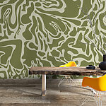 Wall murals Green and white pattern