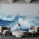 Wall murals Watercolor of waves and clouds