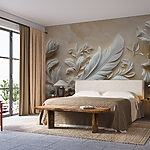 Wall murals White floral design on a wall