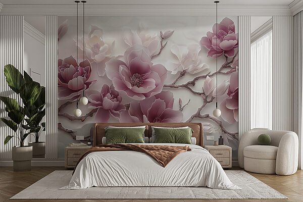 Elegant Blossoms in Soft Hues Wall murals Elegant Blossoms in Soft Hues