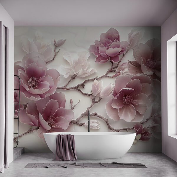 Elegant Blossoms in Soft Hues Wall mural Elegant Blossoms in Soft Hues
