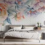 Wall murals Elegant Florals Over Geometric Lines